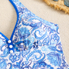 one piece blue paisley bikini