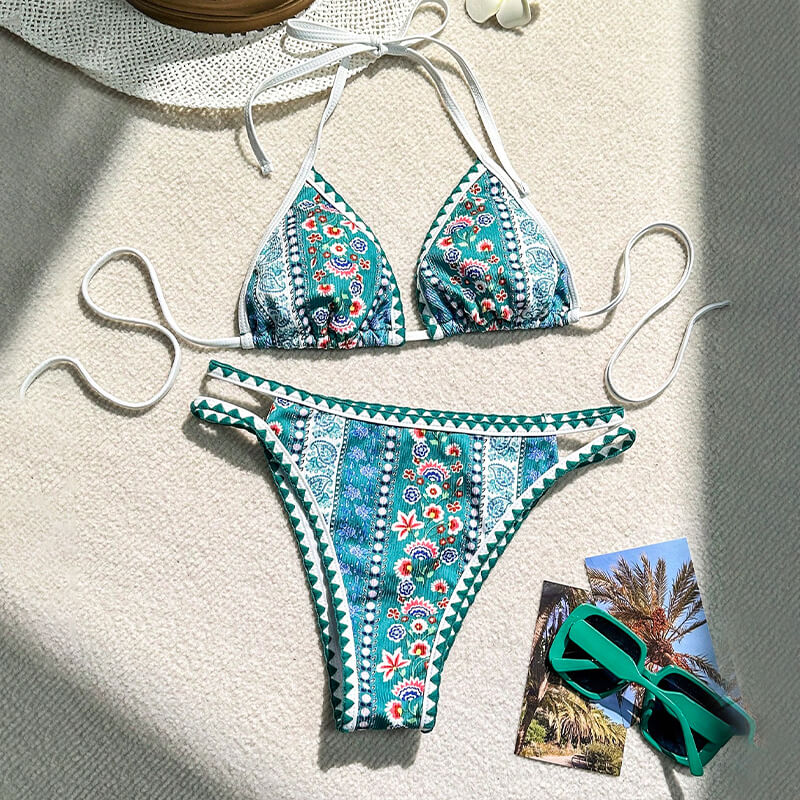 triangle floral beachwear